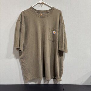 Carhartt Mens Olive Green K87 Workwear Pocket T-Shirt 2XG Regular 100% Cotton